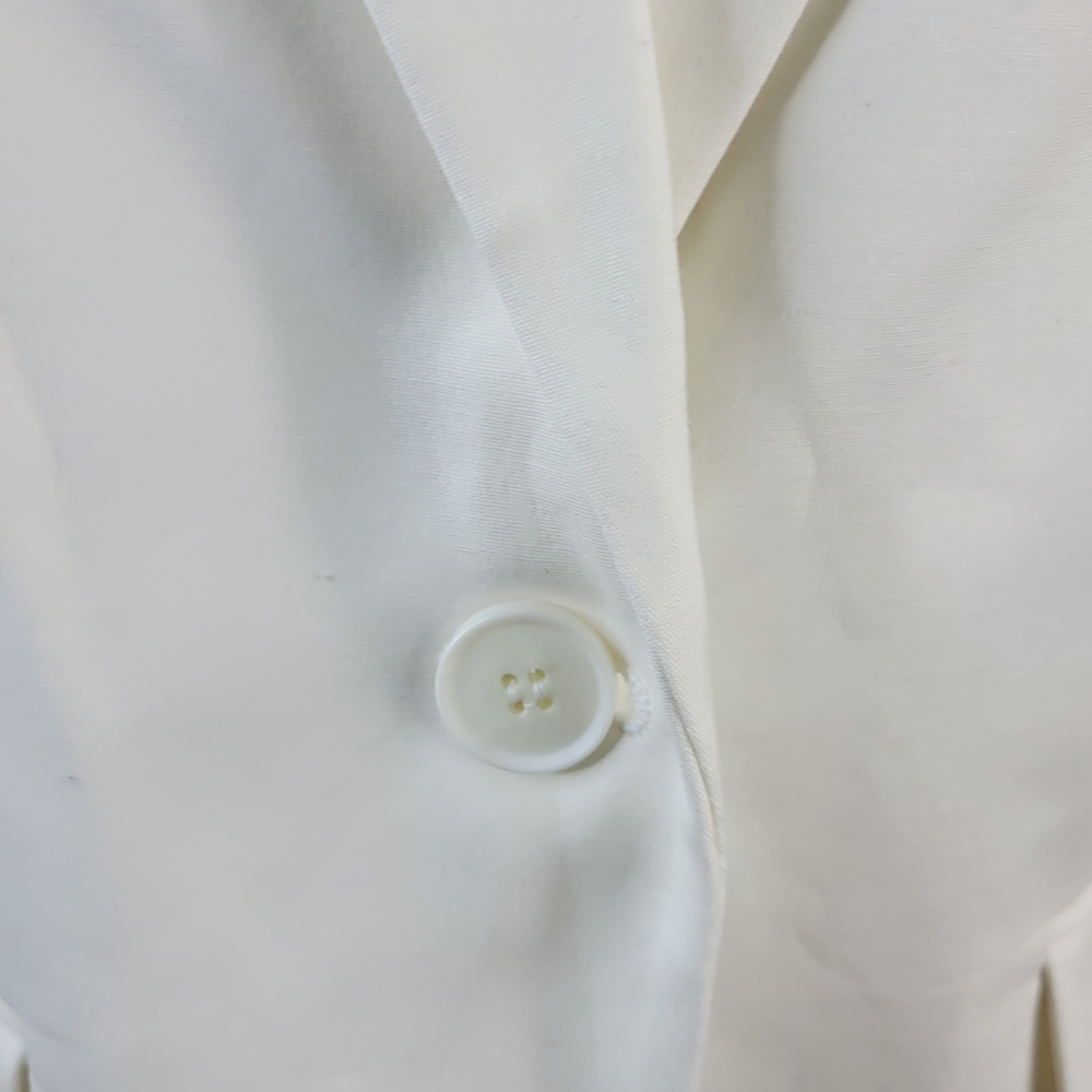 NWT Liz Claiborne Collection White Cotton Blazer Lined Shoulder Pads Size Medium - Picture 3 of 13
